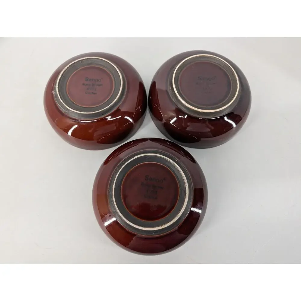 3 Sango 4933 Nova Brown Cereal Bowls